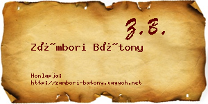 Zámbori Bátony névjegykártya
